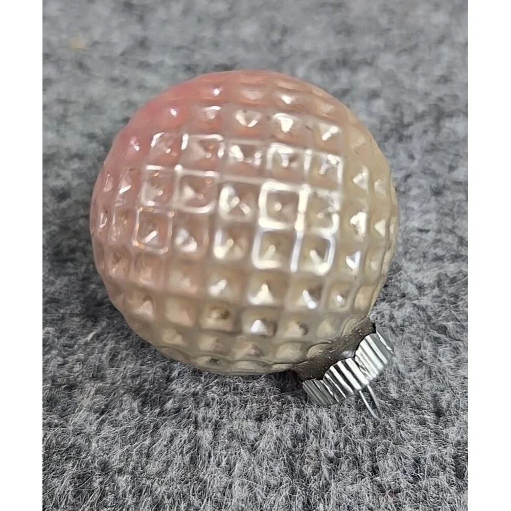 Vtg Christmas Tree Ornament Mercury Glass Shiny Brite Quilted Diamond Ball 1.5in